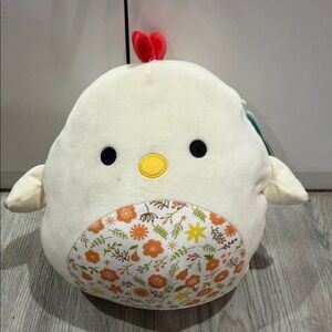 Squishmallows Cream Chicken Plush with Floral Design